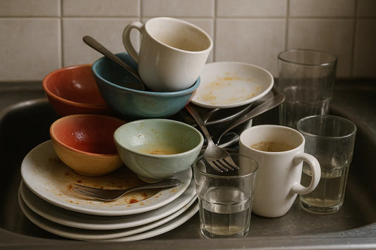 a pile of dishes
