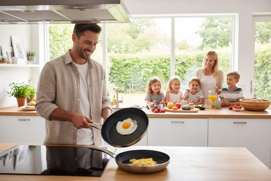 Dad cooking for his family