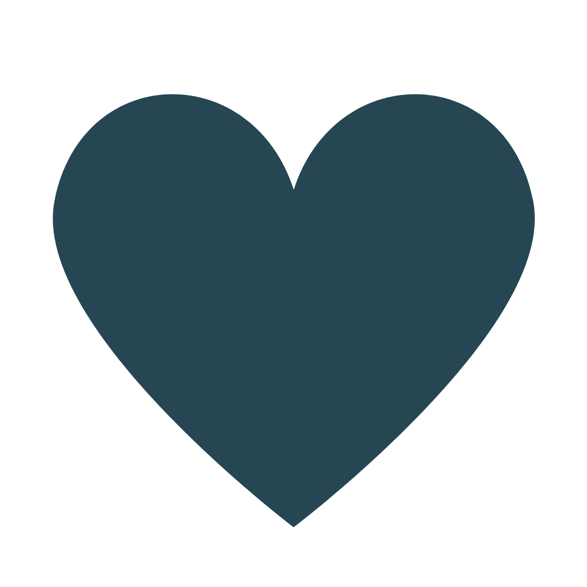 Solid blue heart shape on a white background