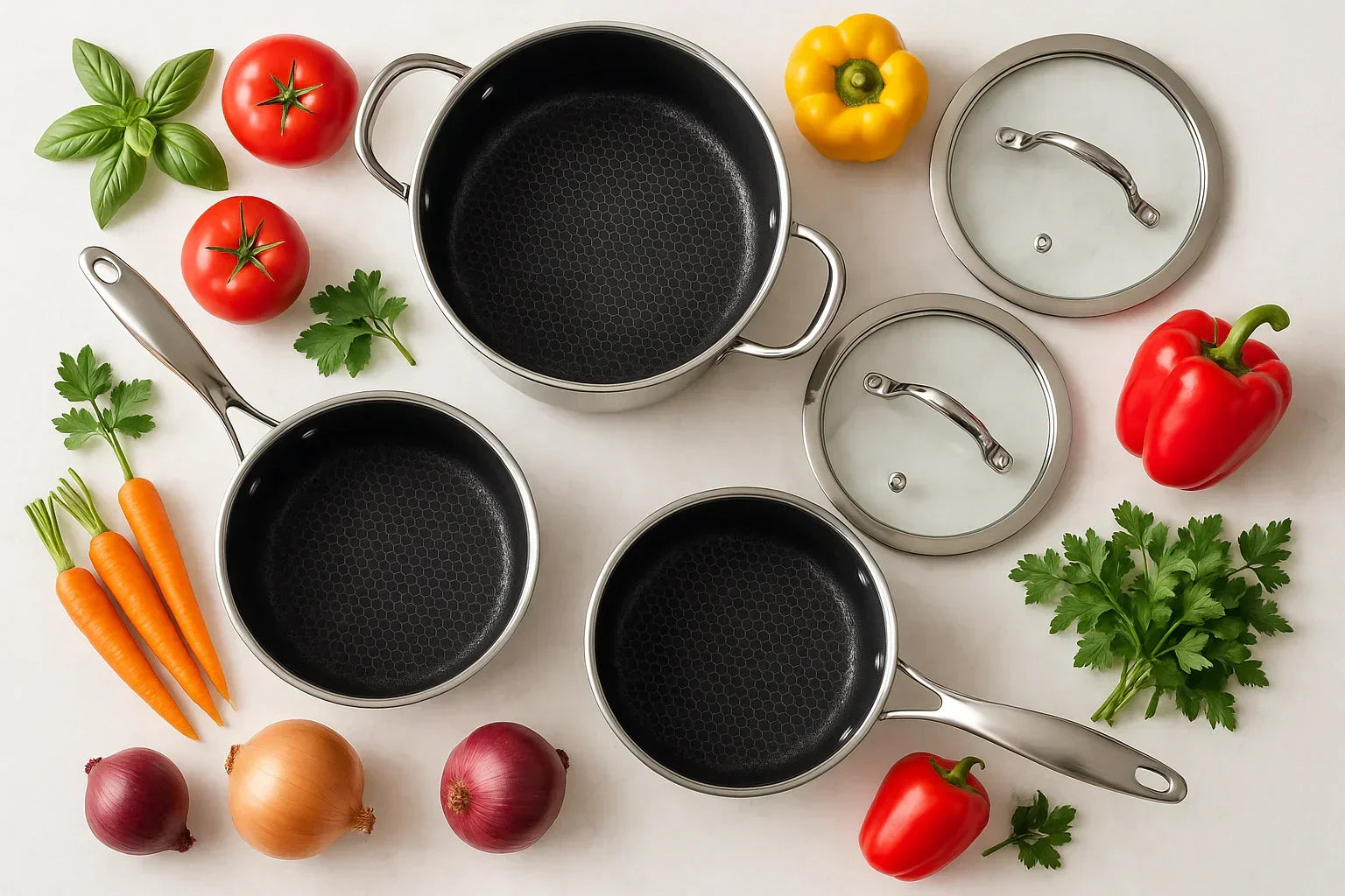 Set of cookware including pots, 